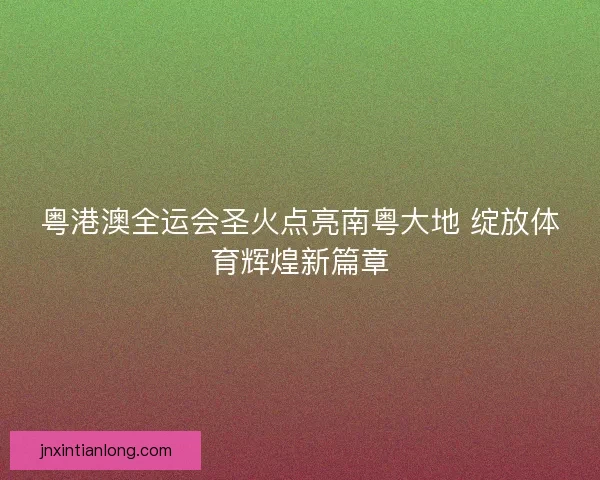 粤港澳全运会圣火点亮南粤大地 绽放体育辉煌新篇章